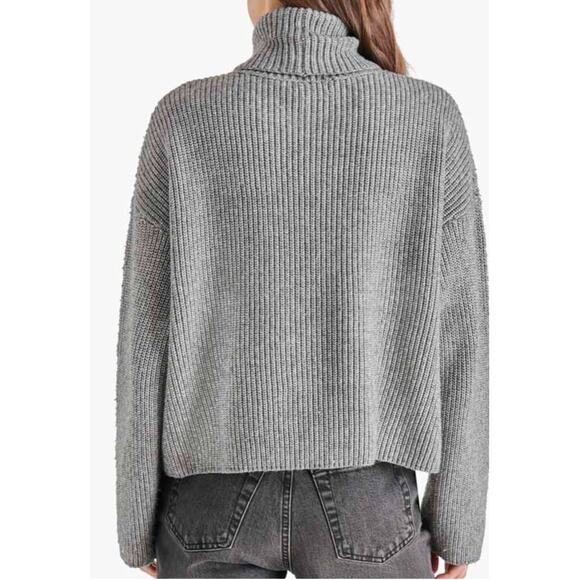 Steve Madden Astro Embellished Sweater S NWT Heather Grey Turtleneck Knit - Picture 4 of 6
